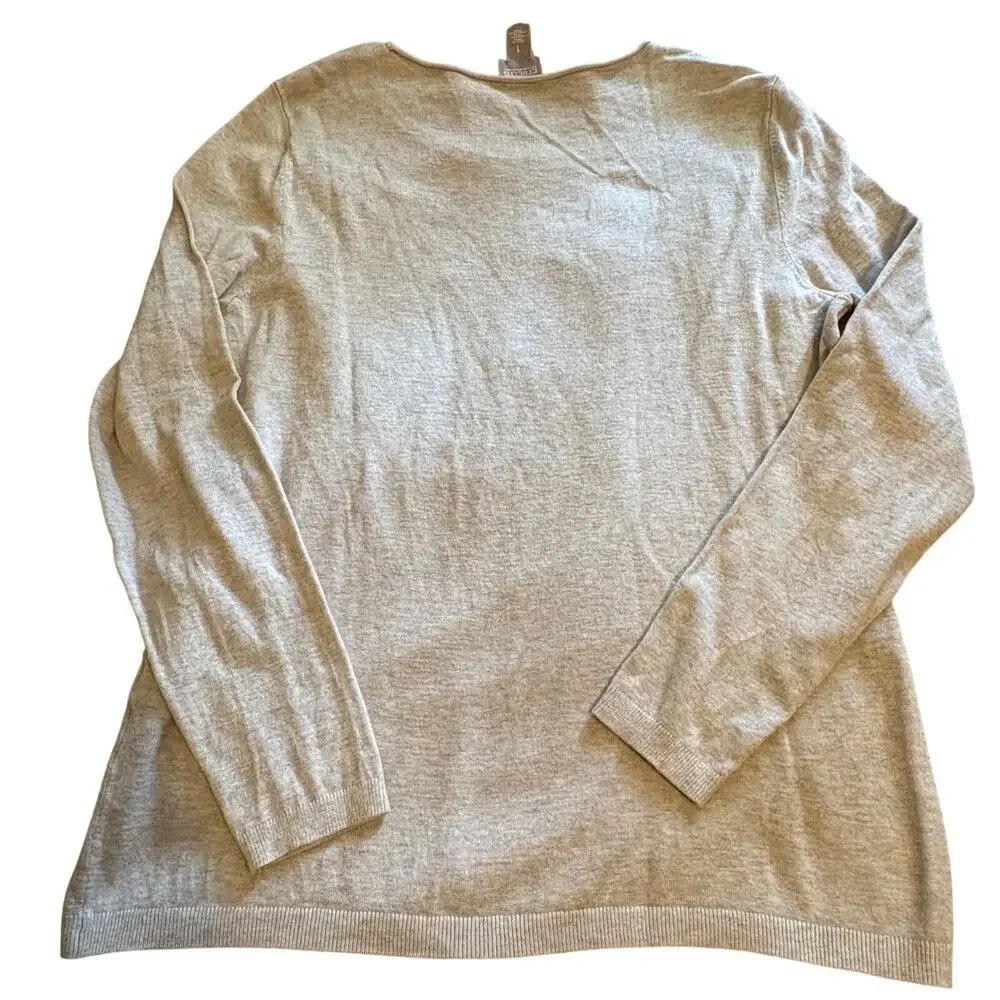 Chico's Heathered Crewneck Pullover 1 Knit Long Sleeve Lighweight Beige